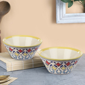 VarEesha Ceramic Serving Bowl Rangriti Yellow Red