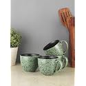 VarEesha Foliage Green Ceramic Oval Tea/Coffee Cups Set of Four | Tea Cups Set of 4 | Microwave Safe Dishwasher Safe | Lead Free