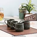 VarEesha Handcrafted Green Shaded Ceramic Tea/Coffee Cups 4 Pcs, 175ml | Microwave & Dishwasher Safe Tea/Coffee Mug | Gifting and Daily Use Coffee Mugs Set