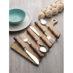 vareesha hand-made wooden handles stainless steel spoons forks and knives set  elegant lead free stainless steel spoons forks and knives for dinner flatware for dining table cutlery for gifting