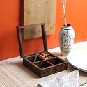 VarEesha Leaf Carved Wooden Spices or Dry Fruits Serving Box