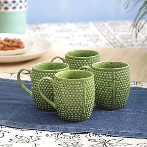 vareesha lime green ceramic teacoffee mugs set of 4