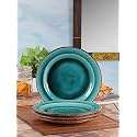 VarEesha Peacock Green Hand Painted 14 Pcs Ceramic Dinner Set-6 Full Plates, 6 Veg Bowls, 2 Serving Bowls| Microwave and Dishwasher Safe|Lead Free|Bone Ash Free