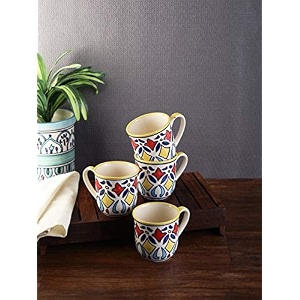 vareesha hand-made ebony black ceramic tea cups set of fourceramic coffee cups set of 4  microwave safe dishwasher safe  lead free