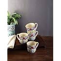 VarEesha Hand-Made Ebony Black Ceramic Tea Cups Set of Four|Ceramic Coffee Cups Set of 4 | Microwave Safe Dishwasher Safe | Lead Free