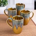 VarEesha Sunehari Mustard Hand-Glazed Ceramic Coffee Mugs Set of 4, 250 Ml Each | Tea/Chai Mugs for Gifting, Home &amp; Office Use, Every Occasion | Microwave &amp; Dishwasher Safe