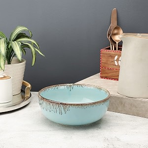 vareesha tranquil mint ceramic eight inch round serving bowlceramic snack bowl for serving pasta noodle maggi cereal microwave and dishwasher safe salad bowl mixing bowl for snacks