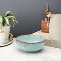 VarEesha Tranquil Mint Ceramic Eight Inch Round Serving Bowl|Ceramic Snack Bowl for Serving Pasta, Noodle, Maggi, Cereal| Microwave and Dishwasher Safe Salad Bowl, Mixing Bowl for Snacks