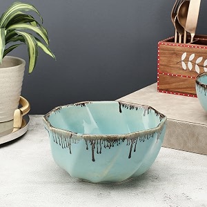vareesha tranquil mint ceramic hexagonal serving bowlceramic snack bowl for serving pasta noodle maggi cereal microwave and dishwasher safe salad bowl mixing bowl for snacks