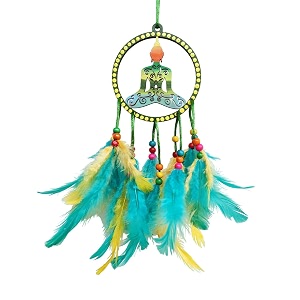 buddha dream catcher for car and home car mirror hanging accessories gift wall hanging wind chime feather car decoration accessories handmade home dcor hangings for positivity