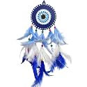 Car Mirror Hanging Accessories, Handmade Dream Catcher for Car, Home, Gift, Wall Hanging, Wind Chime, Car Decoration Accessories, Handmade Home Décor Hangings for Positivity (Evil Eye Blue)