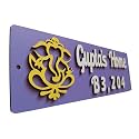 Personalized Wooden Name Plate – Hand-Painted with 3D Letters for Home, Office, Flat or House Entrance – Customized Outdoor Door Sign (23.5x8 cm) (Pattern 6)