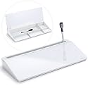 Varhomax Glass Desk Whiteboard with Storage, Desktop Dry Erase White Board to-do List Memo Keyboard Stand for Home Office and School Supplies (White)