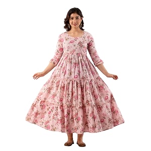 Womens Cotton Anarkali Comfortable Maternity Feeding Kurta