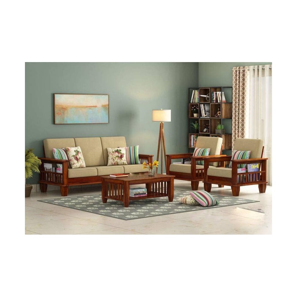 Varsha Furniture 6 Seater Solid Sheesham Wood Sofa Set for Living Room ...