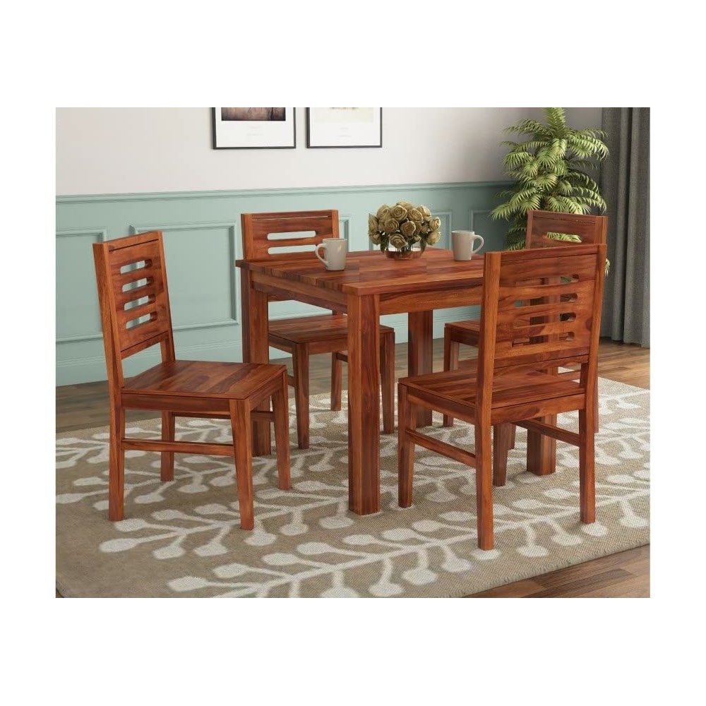 Varsha Furniture Solid Sheesham Wooden 4 Seater Dining Set for Dining ...