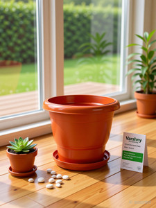 varshney gardening 12 inch round flower pots terracotta heavy duty gardening pots with bottom tray plant container set