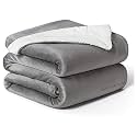 VAS COLLECTIONS Super Soft Reversible Sherpa Blanket for Double Bed (86×88 in / 218×224 cm) 2.8 kg, 570 GSM – Polyester Micromink and Sherpa Flannel, Heavy Winter Use, Solid Grey