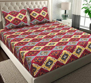 vas collections microfiber double flat 144 tc abstract 1 bedsheet with 2 pillow covers