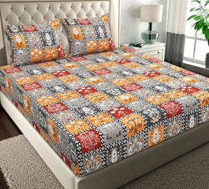 vas collections microfiber double flat 144 tc abstract 1 bedsheet with 2 pillow covers