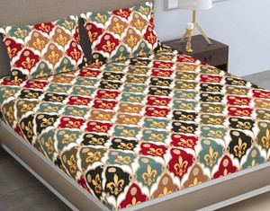vas collections microfiber double flat 144 tc abstract 1 bedsheet with 2 pillow covers
