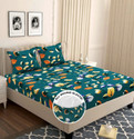 VAS COLLECTIONS Microfiber Double Fitted (Elastic) 144 TC Abstract 1 Bedsheet with 2 Pillow Covers