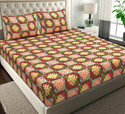 VAS COLLECTIONS Microfiber Double Flat 144 TC Abstract 1 Bedsheet with 2 Pillow Covers