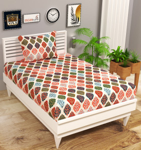 vas collections microfiber single flat 144 tc abstract 1 bedsheet with 2 pillow covers