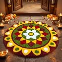 VAS COLLECTIONS Decorative Round Rangoli Mat Traditional