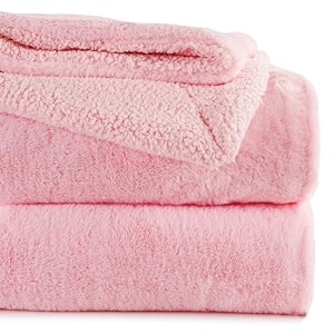 vas collections luxurious faux rabbit fur with sherpa blanket  570 gsm thick ultra soft amp warm reversible blanket for single bed  fluffy cozy 21 kg blanket with bag 5688 inches pink