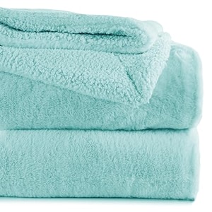 vas collections luxurious faux rabbit fur with sherpa blanket  570 gsm thick ultra soft amp warm reversible blanket for single bed  fluffy cozy 21 kg blanket with bag 5688 inches pastel green