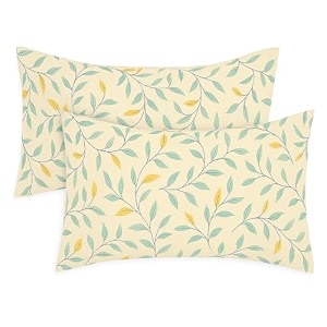 vas collections premium 160 tc microfiber 3d printed pillow covers  regular pillow cases  2 piece pillow cover 17 x 27 inches light green amp yellow