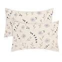 VAS COLLECTIONS Premium 160 TC Microfiber 3D Printed Pillow Covers | Regular Pillow Cases | 2 Piece Pillow Cover, (17 x 27 inches), Off White &amp; Purple