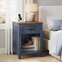 VASAGLE Farmhouse Nightstand with Charging Station, 1 Drawer