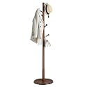 VASAGLE Solid Wood Coat Rack, Free Standing, 8 Hooks, 3 Height Options