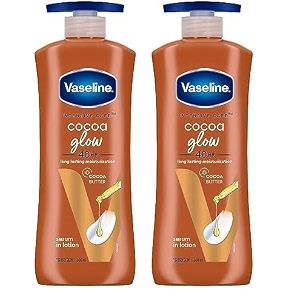 vaseline intensive care cocoa glow serum-in-lotion 600ml with 100 pure cocoa amp shea butter 48hr long-lasting moisturization body lotion for dry rough skin pack of 2