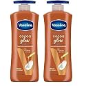 Vaseline Intensive Care, Cocoa Glow Serum-in-Lotion, 600ml, with 100% Pure Cocoa &amp; Shea Butter, 48Hr Long-Lasting Moisturization, Body Lotion for Dry, Rough Skin (Pack of 2)