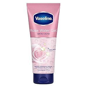 vaseline rose water moisturizing gel long lasting hydration lightweight non sticky oil free moisturizer for smooth summer ready skin 200 g