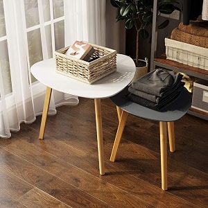 vasil mart nesting coffee table end tableset of -2 triangle modern minimalist side table for living room balconybedroom apartment yardsmall spacesoffice etcgreyampwhite