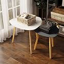 VASIL MART Nesting Coffee Table End Table,Set of -2 Triangle, Modern Minimalist Side Table for Living Room, Balcony,Bedroom Apartment, Yard,Small Spaces,Office etc,(Grey&amp;White)