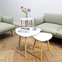 VASIL MART Nesting Coffee Table End Table,Set of -2 Triangle, Modern Minimalist Side Table for Living Room, Balcony,Bedroom Apartment, Yard,Small Spaces,Office etc,(White)