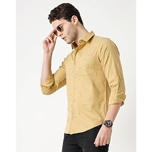 Pale Yellow Printed Royal Oxford Shirt