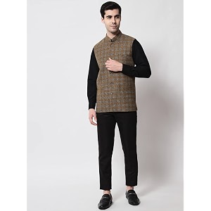Vastraa Fusion Mens Blue Grey Chequered