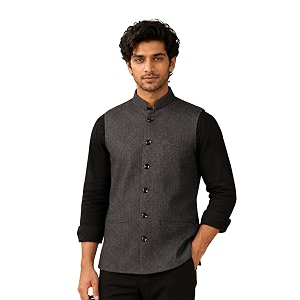 Vastraa Fusion Mens Blue Grey Chequered