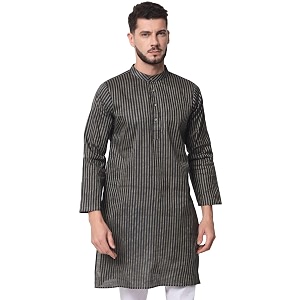 Vastraa Fusion Mens Printed Kurta Pure Cotton