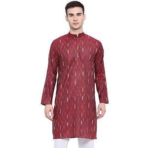 Vastraa Fusion Mens Printed Kurta Pure Cotton