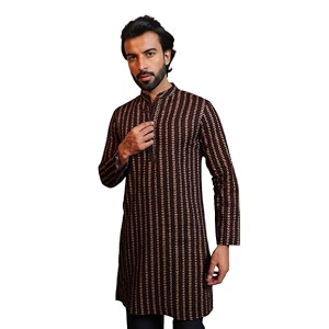 Vastraa Fusion Mens Printed Kurta Pure Cotton