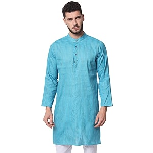 Vastraa Fusion Mens Printed Kurta Pure Cotton