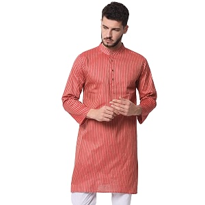 Vastraa Fusion Mens Printed Kurta Pure Cotton