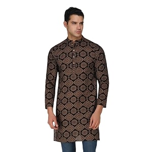 Vastraa Fusion Mens Printed Kurta Pure Cotton